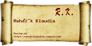 Rehák Klaudia névjegykártya