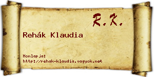 Rehák Klaudia névjegykártya